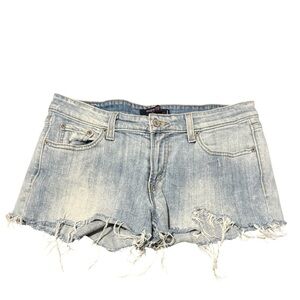 Levi's Light Blue Frayed Distressed Jean Shorts Size 11 Medium Superlow 518